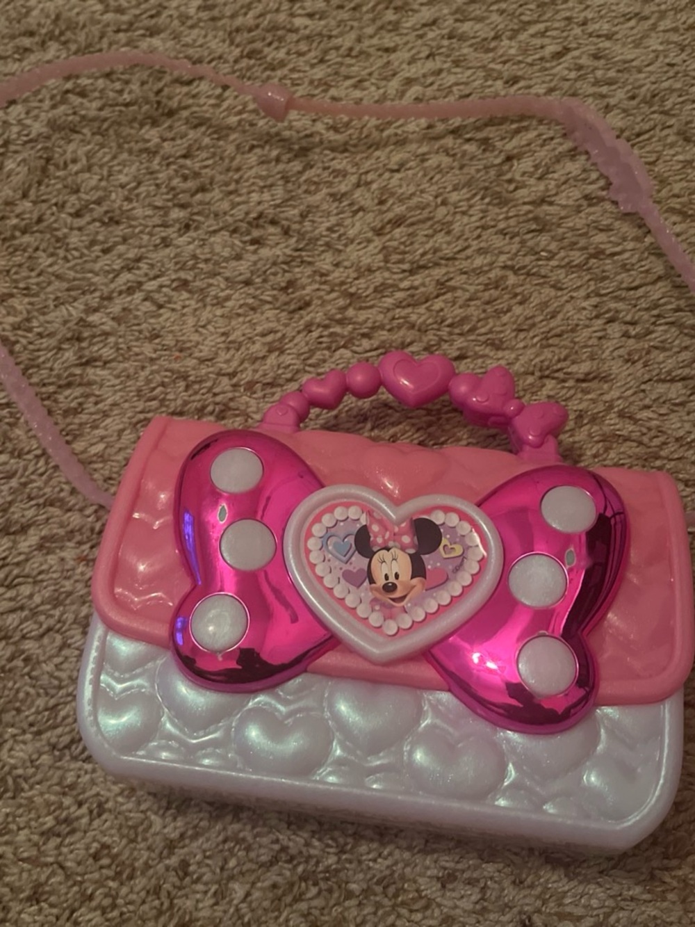 Disney Pink and White Minnie Mouse Heart Crossbody Bag